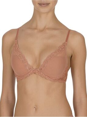 Natori Feathers Luxe Plunge T-Shirt Bra Women’s US Size 36DD Cafe Lace Underwire